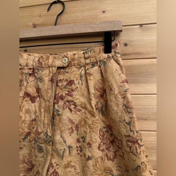 Vintage Lauren Ralph Lauren Size Small High Rise Linen Floral Print Short - Picture 2 of 9